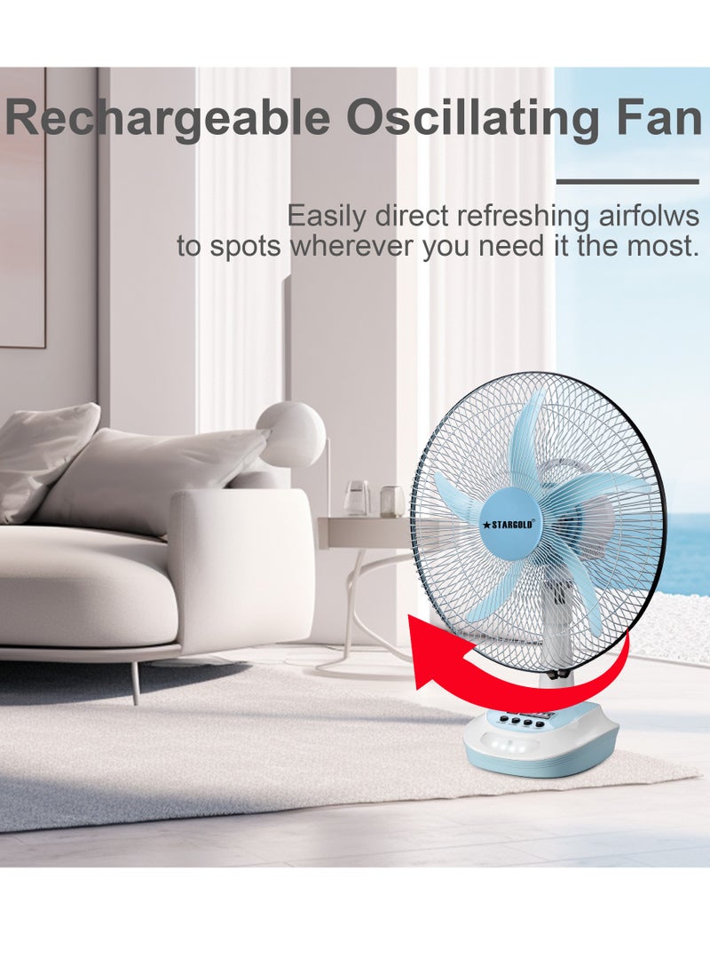 Stargold - Rechargeable Oscillating Fan 5 Speed With LED Light Fan 16inch 25W - Image 1