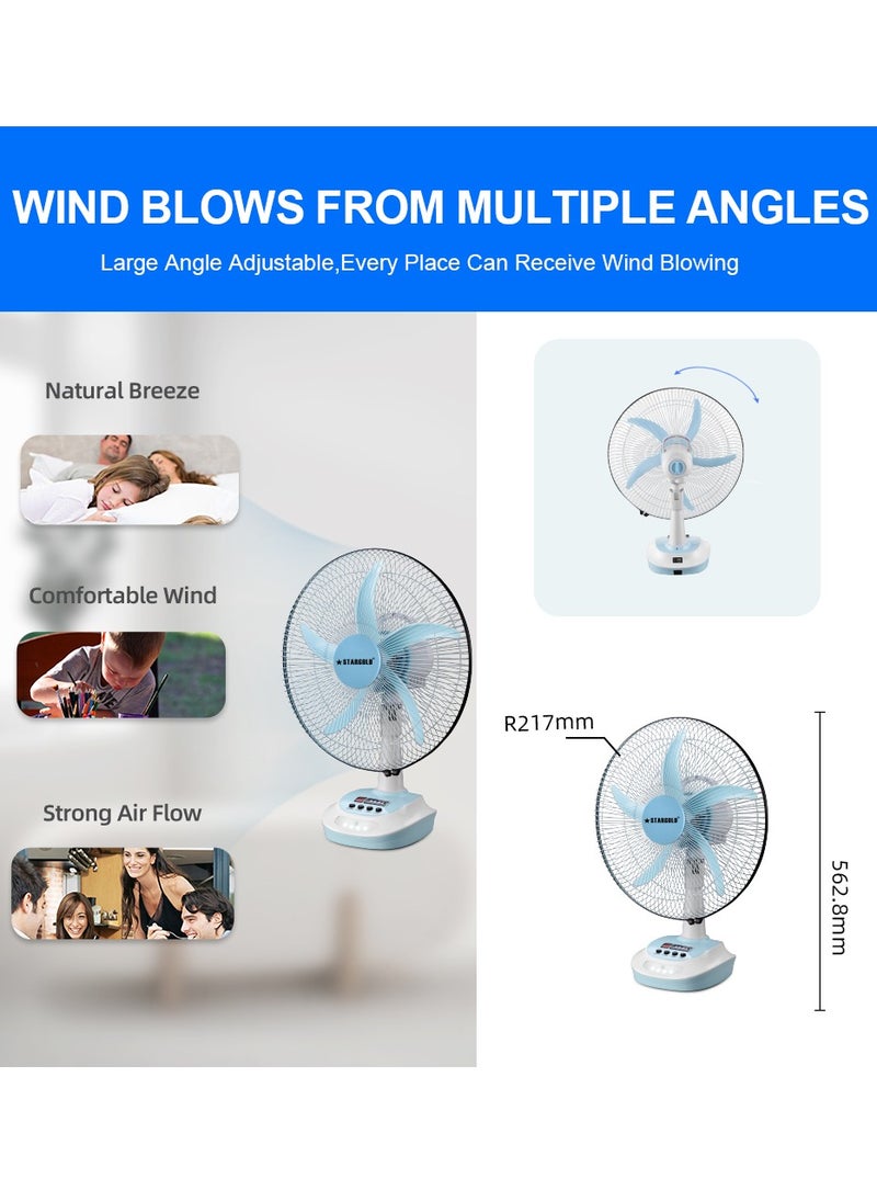 Stargold - Rechargeable Oscillating Fan 5 Speed With LED Light Fan 16inch 25W - Image 1