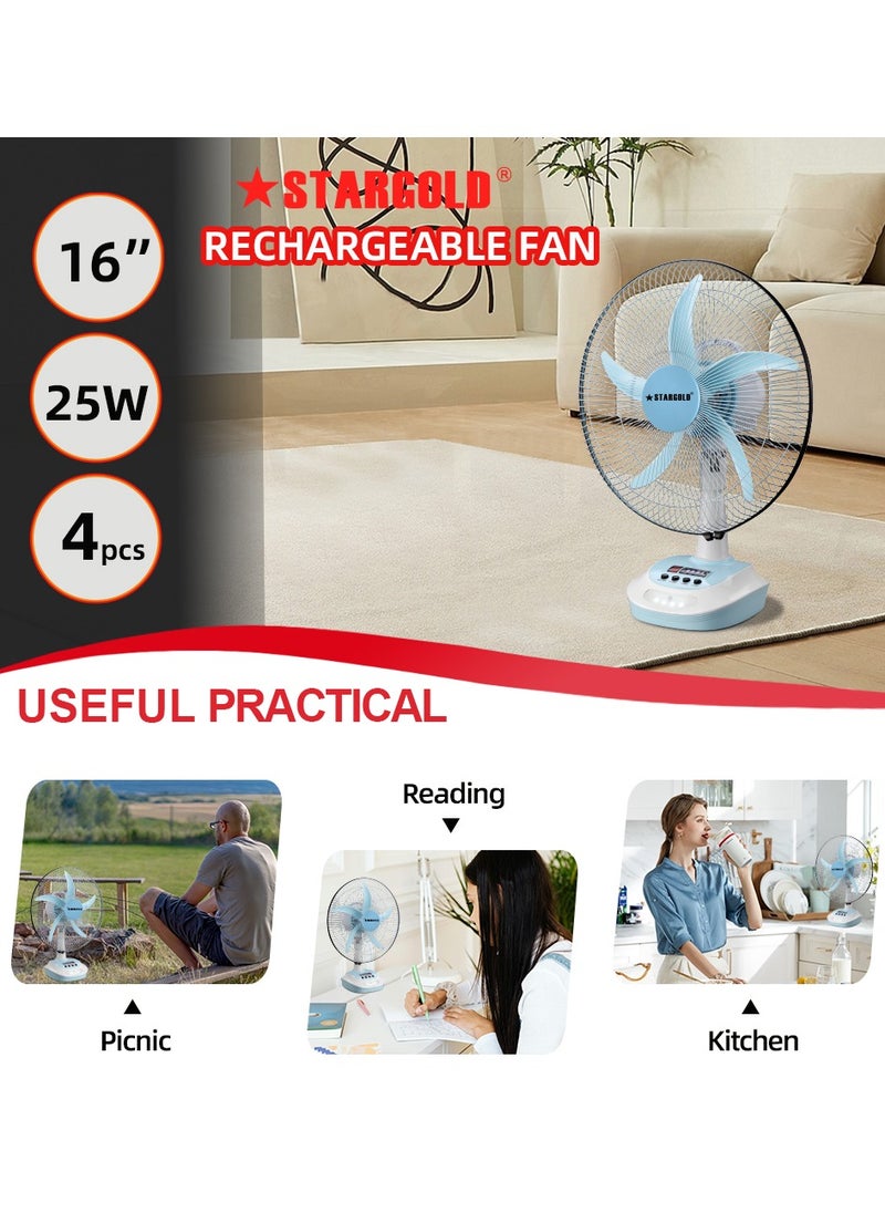 Stargold - Rechargeable Oscillating Fan 5 Speed With LED Light Fan 16inch 25W - Image 1