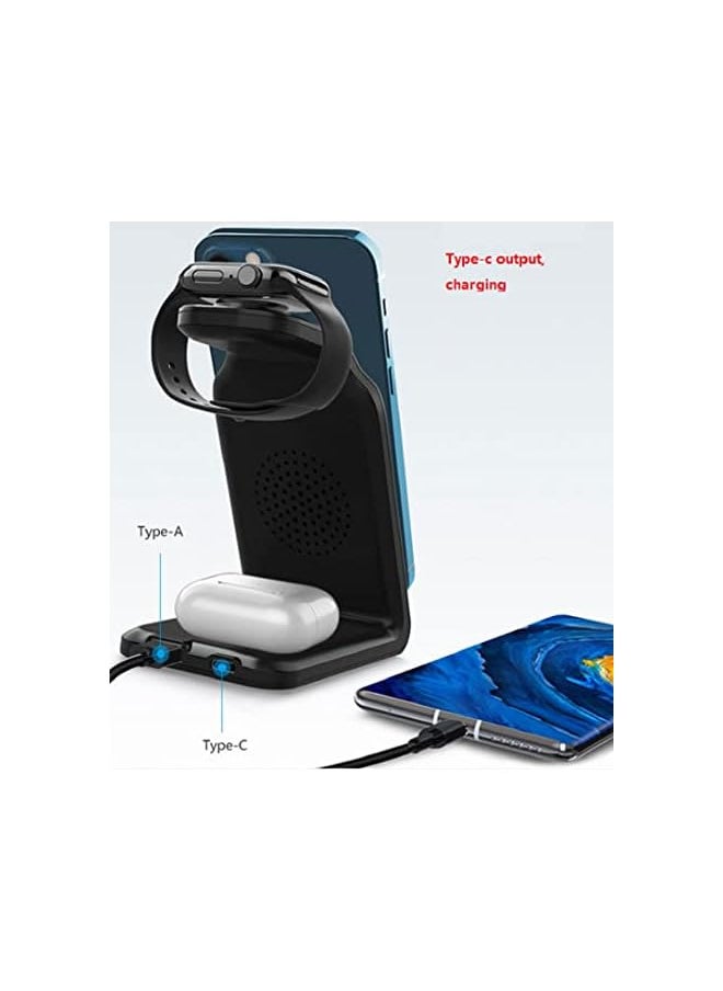 SHOWAY - 15W Fast Wireless Charging Station, 3-in-1 for iPhone, Airpods, Watches and Other Devices Supporting QI Standard (Black) - Image 1