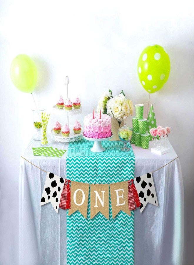 Rainlemon Farm Boy Girl 1st Birthday Party One High Chair Banner Barnyard Cow Theme First Birthday Highchair Garland Decoration - Image 3