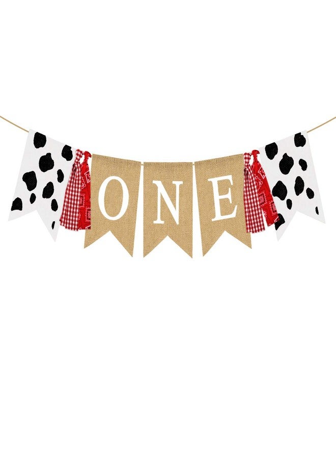 Rainlemon Farm Boy Girl 1st Birthday Party One High Chair Banner Barnyard Cow Theme First Birthday Highchair Garland Decoration - Image 2