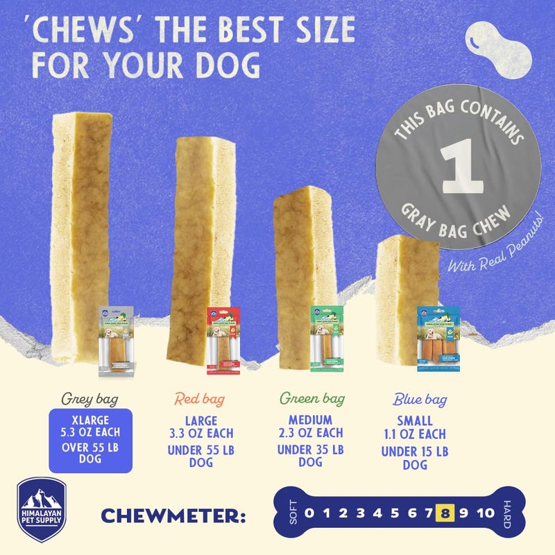 Himalayan Dog Chew جبنة الياك الأصلية من هيمالايا، زبدة الفول السوداني، 1 عصا كبيرة جداً، 5.3 أونصة، خالية من الغلوتين، مكافآت صحية، خالية من الحبوب واللاكتوز 100% طبيعية، مضغ طويل الأمد للكلاب التي تزيد عن 55 رطلاً - Image 3