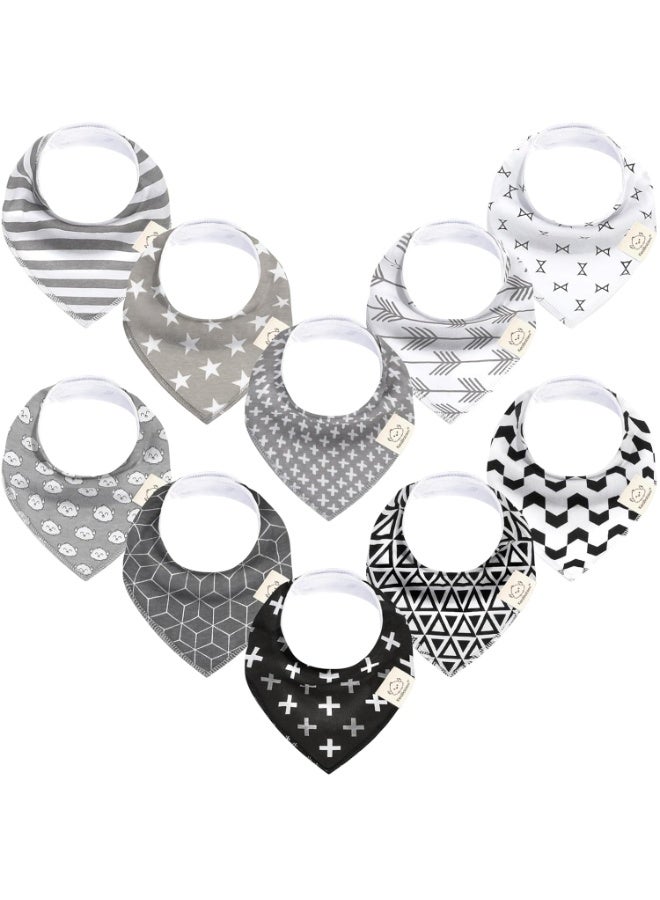 KeaBabies 10-Pack Organic Baby Bandana Bibs for Girls - Super Absorbent Triangle Baby Bibs for Drooling and Teething Infant, 100% Cotton Extra Soft for Newborn, Infant 0-36 Months (MONOS) - Image 1