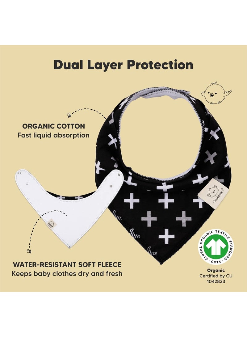 KeaBabies 10-Pack Organic Baby Bandana Bibs for Girls - Super Absorbent Triangle Baby Bibs for Drooling and Teething Infant, 100% Cotton Extra Soft for Newborn, Infant 0-36 Months (MONOS) - Image 4