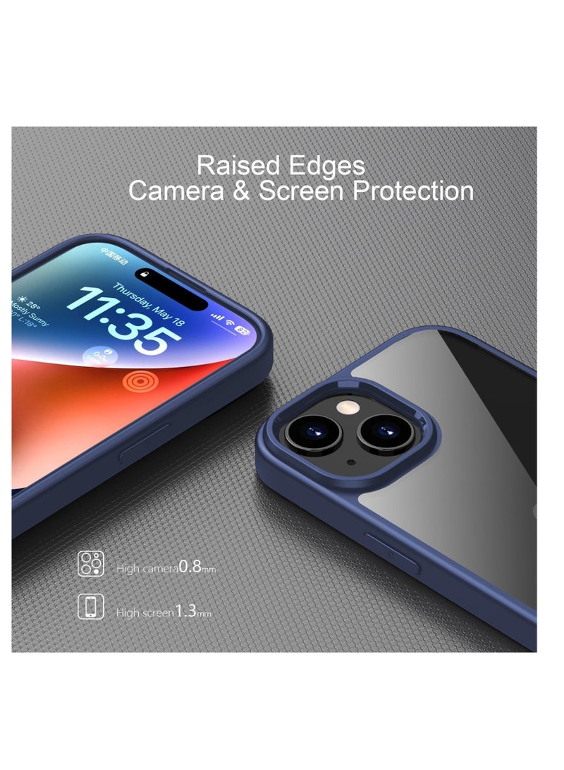 Case Compatible With iPhone 13/iPhone 14 (6.1 Inch), Clear Case Shockproof Hard PC +Soft Silicone [Not Yellowing] Transparent Protective Slim Case Phone - Black - Image 2