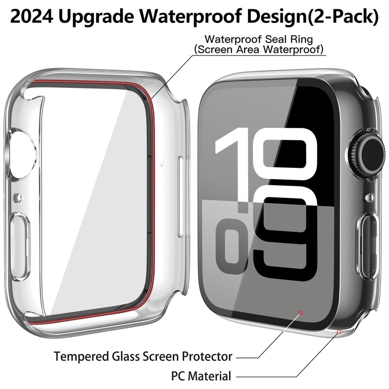 Misxi [2 Pack] Waterproof Hard Case with Tempered Glass Compatible with Apple Watch Series 11 (2025) Series 10 46mm, Ultra-Thin Anti-Fall Cover for iWatch Screen Protector, Crystal Transparent - Image 4