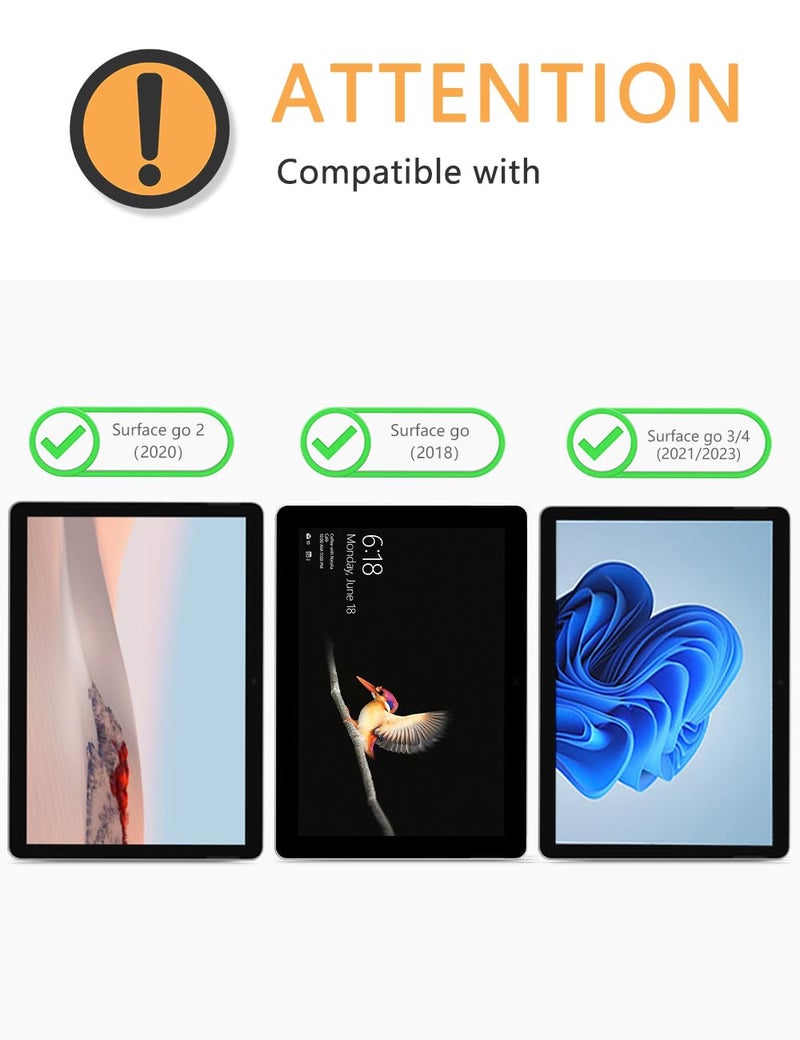 Omoton حماية شاشة OMOTON 2 عبوة لجهاز Microsoft Surface Go 4 / Surface Go 3 / Surface Go 2 / Surface Go (10.5 بوصة، 2023/2021/2020/2018)، زجاج مقسى/صديق للحافظة/متوافق مع قلم السطح - Image 2