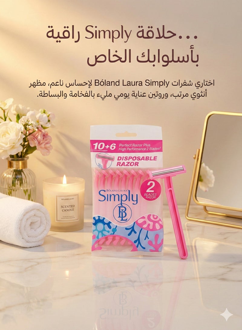 BOLAND LAURA Box of 16Women Pink Razor Blades Disposable Stainless Steel High End Twin Blade Razors - Image 3
