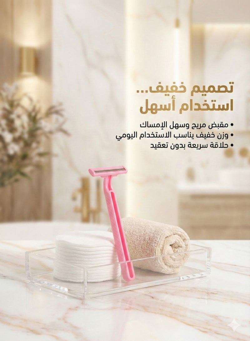 BOLAND LAURA Box of 16Women Pink Razor Blades Disposable Stainless Steel High End Twin Blade Razors - Image 4