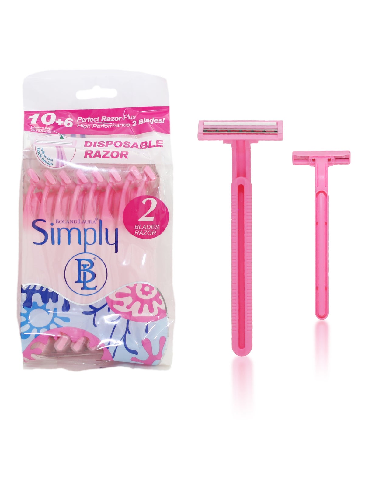 BOLAND LAURA Box of 16Women Pink Razor Blades Disposable Stainless ...