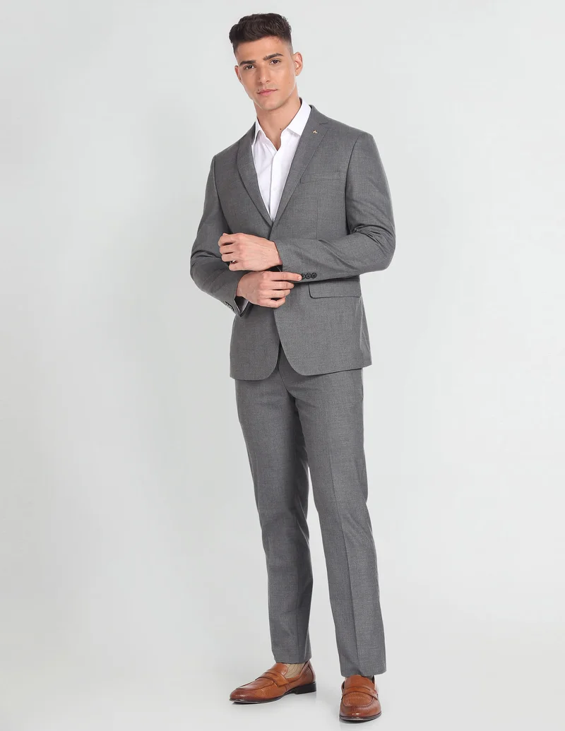 Arrow Grey Solid Tailored Fit Formal Suit for Men | Best Price UAE