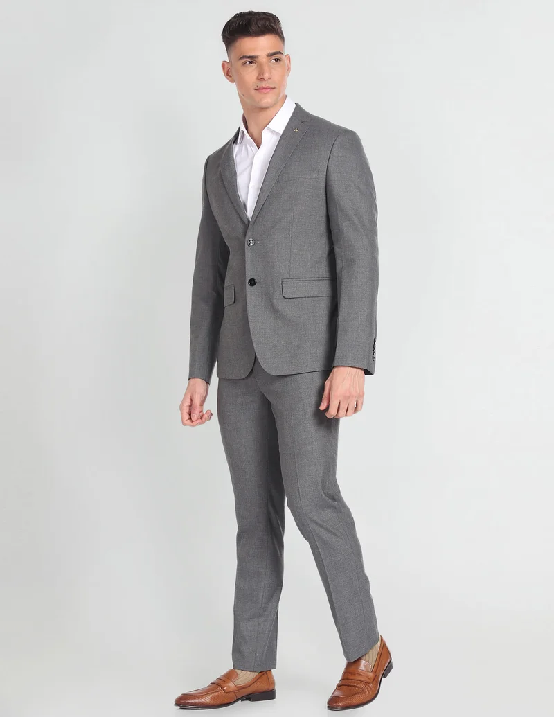 Arrow Grey Solid Tailored Fit Formal Suit for Men | Best Price UAE