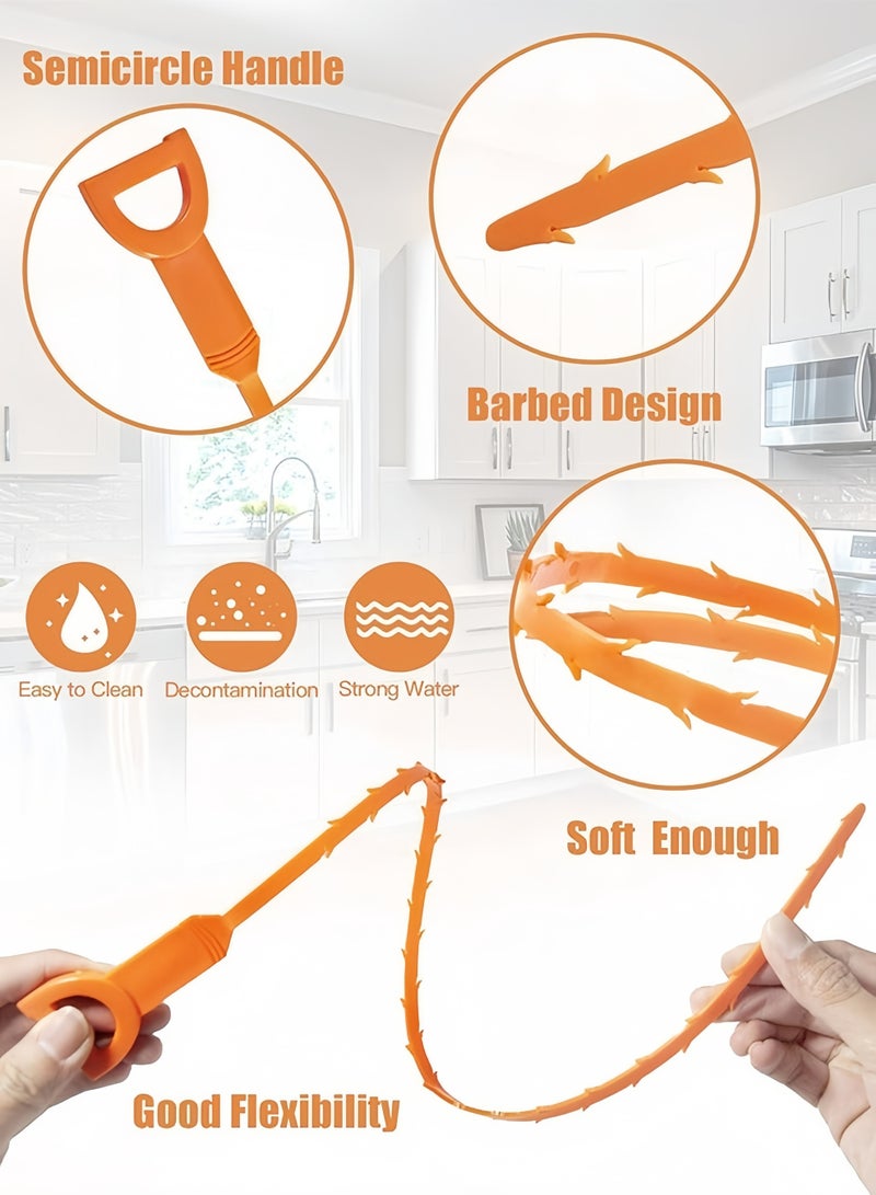 35.5inch Drain Clog Remover(1pcs), 25inch Drain Snake Hair Remover(3pcs) ＆ Cleaning Brush(1pcs), A pair of cleaning gloves, Hair Catcher Drain Auger Cleaner Tool Set For Toilet, Kitchen Sink, Bathroom Tub, Sewer, 6 Pack - Image 4
