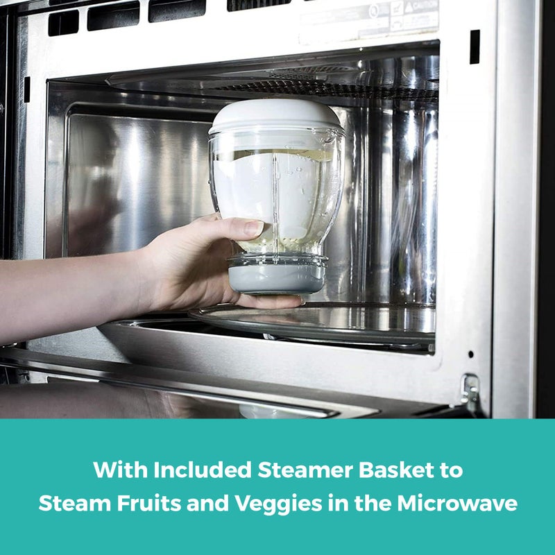 Nuby Mighty Blender with Cookbook - 22-Piece Baby Food Maker Set for Different Baby Weaning Stages - Cool Gray Design - Image 3