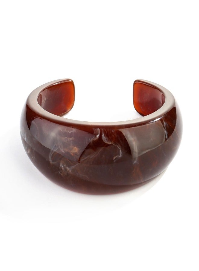 WOWORAMA Acrylic Resin Cuff Bracelets for Women Chunky Dome Open Bangle Bracelet Acetate Mottled Chunky Cuff Bangles Wristband Bold Statement Resin Bracelets - Image 1