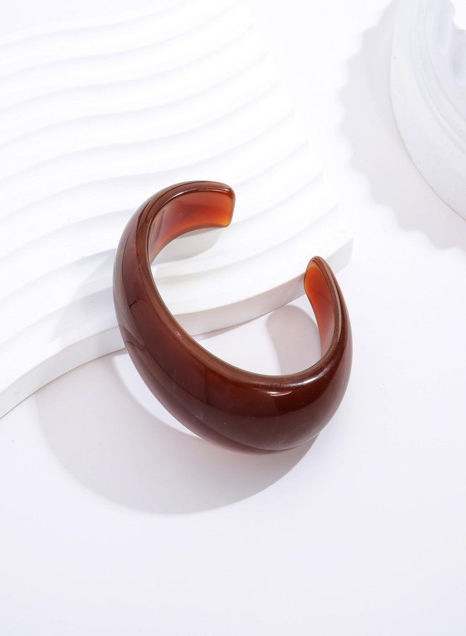 WOWORAMA Acrylic Resin Cuff Bracelets for Women Chunky Dome Open Bangle Bracelet Acetate Mottled Chunky Cuff Bangles Wristband Bold Statement Resin Bracelets - Image 5