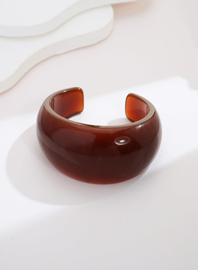 WOWORAMA Acrylic Resin Cuff Bracelets for Women Chunky Dome Open Bangle Bracelet Acetate Mottled Chunky Cuff Bangles Wristband Bold Statement Resin Bracelets - Image 4