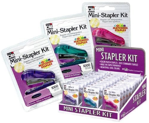 Charles Leonard Mini Stapler Kit with 1000 Color Staples, Assorted Transparent Colors (10 Each: Pink, Purple and Teal), 30 Count (Pack of 1) (82000-CU) - Image 1