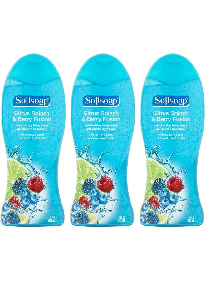 Softsoap Moisturizing Body Wash - Citrus Splash & Berry Fusion - Net Wt. 18 FL OZ (532 mL) Per Bottle - Pack of 3 Bottles - Image 1