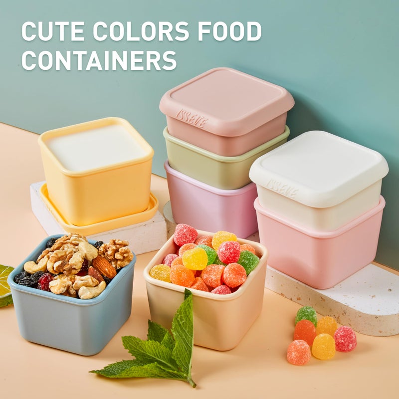 ISSEVE 8Pack 6oz Silicone Snack Containers for Kids, Reusable Small Containers with Lids, Leak Proof Silicone Food Storage Containers, Stackable Kids Lunch Box for Daycare, School, Travel - Image 4