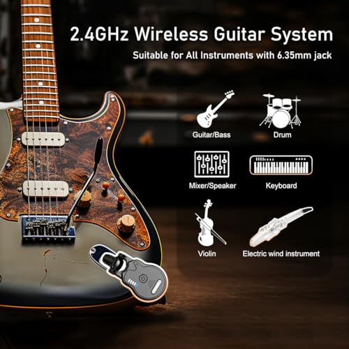 ACEMIC 2.4GHz Wireless Guitar System Rechargeable 4 Channels Audio Wireless Guitar Transmitter Receiver for Guitar Bass Electric Instruments, G1 - Image 5