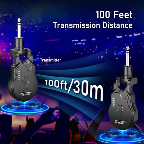 ACEMIC 2.4GHz Wireless Guitar System Rechargeable 4 Channels Audio Wireless Guitar Transmitter Receiver for Guitar Bass Electric Instruments, G1 - Image 4