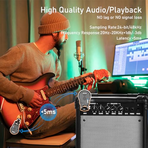 ACEMIC 2.4GHz Wireless Guitar System Rechargeable 4 Channels Audio Wireless Guitar Transmitter Receiver for Guitar Bass Electric Instruments, G1 - Image 3
