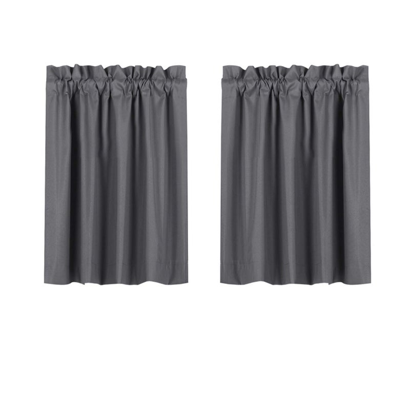 Valea Home Blackout Short Curtains Waterproof Soft Rod Pocket Kitchen Curtains for Bathroom Window Room Darkening Small Curtains for Bedroom 2 Panels 36 inch Length Grey