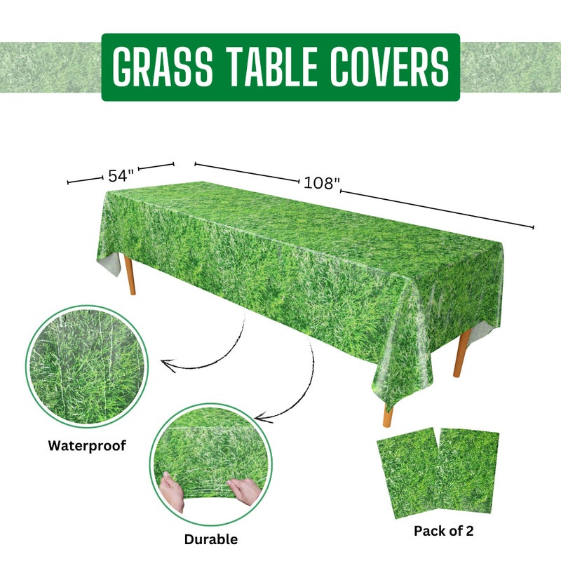 Blue Orchards Grass Table Covers (Pack of 2) - 54"x108" XL - Jungle Supplies, Woodland Birthday, Safari Tablecover, Dinosaur Party, Grass Tablecloth, Baby Shower - Image 2