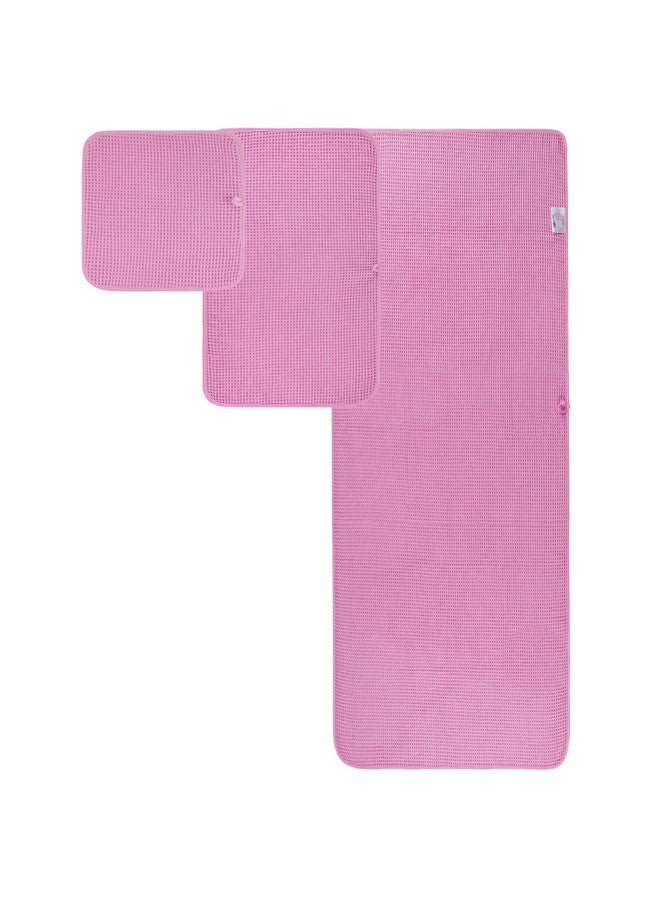 POLYTE Oversize, 60 x 30 in., Quick Dry Lint Free Microfiber Bath Towel Set, 6 Piece (Pink, Waffle Weave) - Image 2