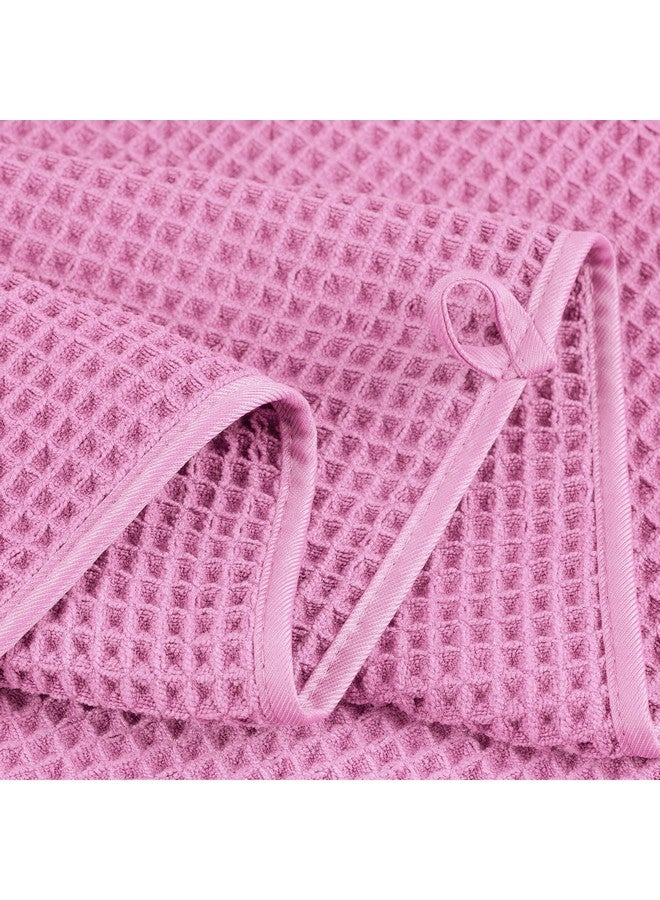 POLYTE Oversize, 60 x 30 in., Quick Dry Lint Free Microfiber Bath Towel Set, 6 Piece (Pink, Waffle Weave) - Image 4