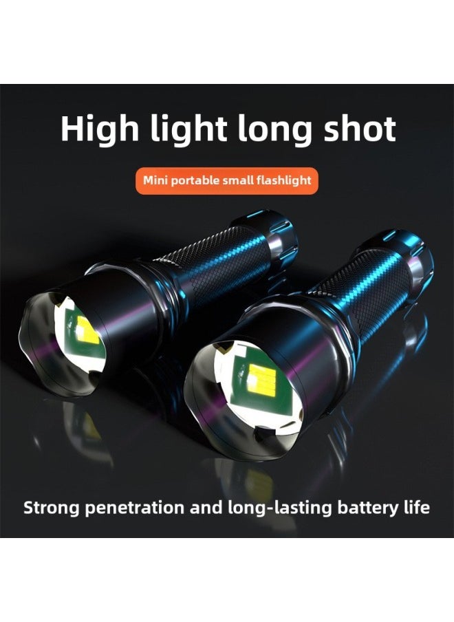 Generic Strong Light Soldier Flashlight Rechargeable Treasure Mini Student Home Self-defense Outdoor Super Bright Long-range Small Lamp Wholesale-Product Specifications:Black - Strong Light Flashlight [5 Years Warranty For Charging Cable] - Black - Plastic - Low Brightness - 10 Hours]  - Image 3