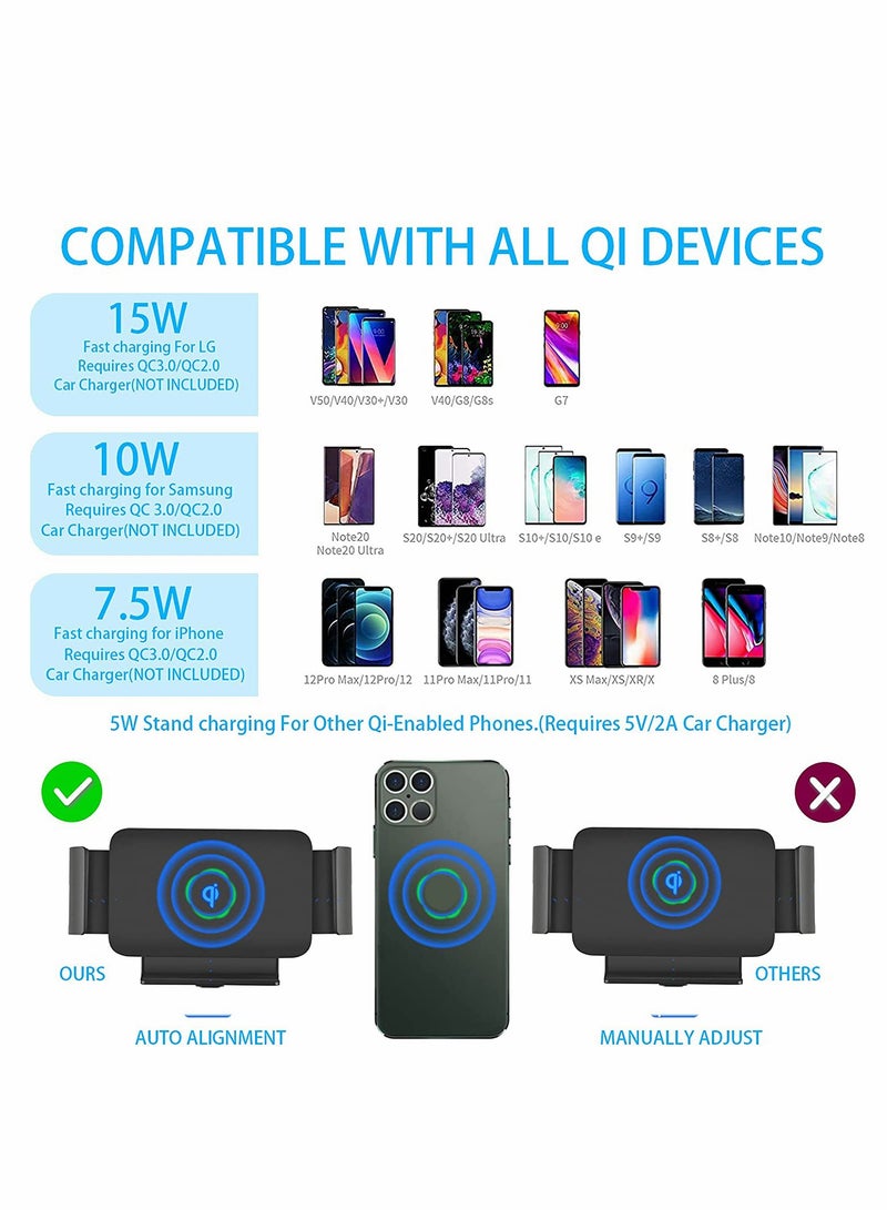 Excefore 15W Qi Wireless Car Charger Mount Holder Compatible for Galaxy Z Fold3 Fold2 Fold S22 Ultra Google Pixel 6 Pro iPhone 13 Max 12 Phone - Image 2