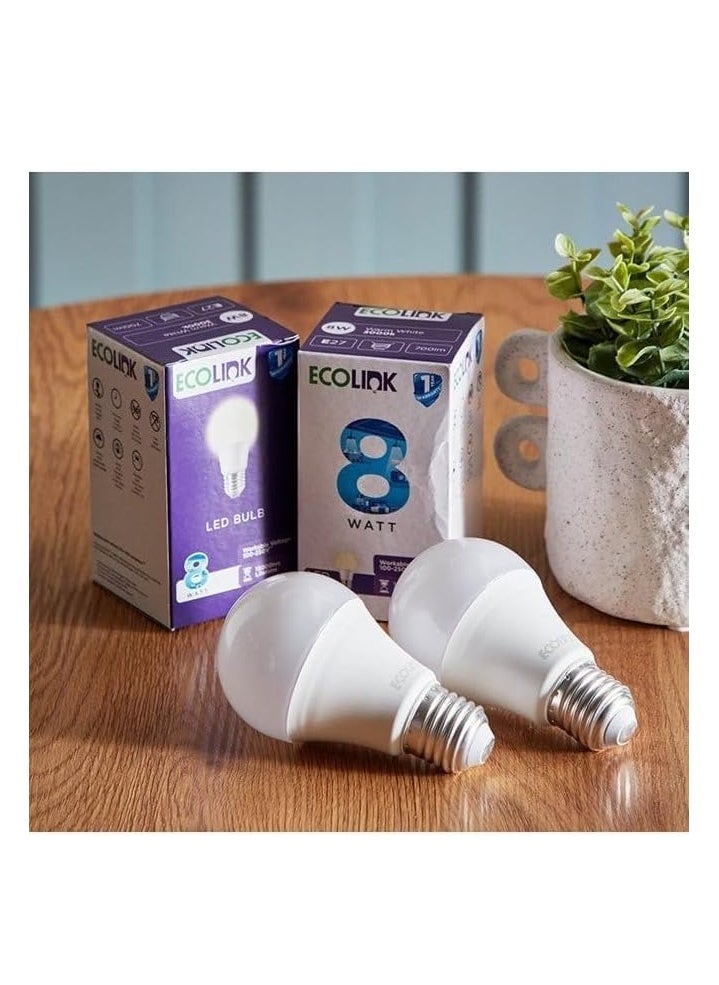 ECOLINK 8W LED Light Bulb,E27 Base,6500K 1CT/12 Cool Day Light  - Image 2