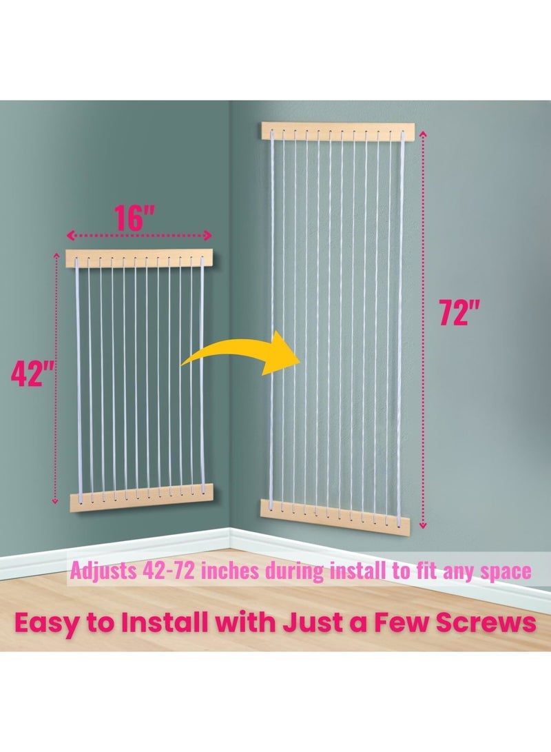 SYOSI Stuffed Animal Storage, Wooden Hammock Organizer, Kids Room Playroom Decor, Nursery Plush Toy Holder, Wall Hanging, Tidy Space Saving, Stylish - Image 2