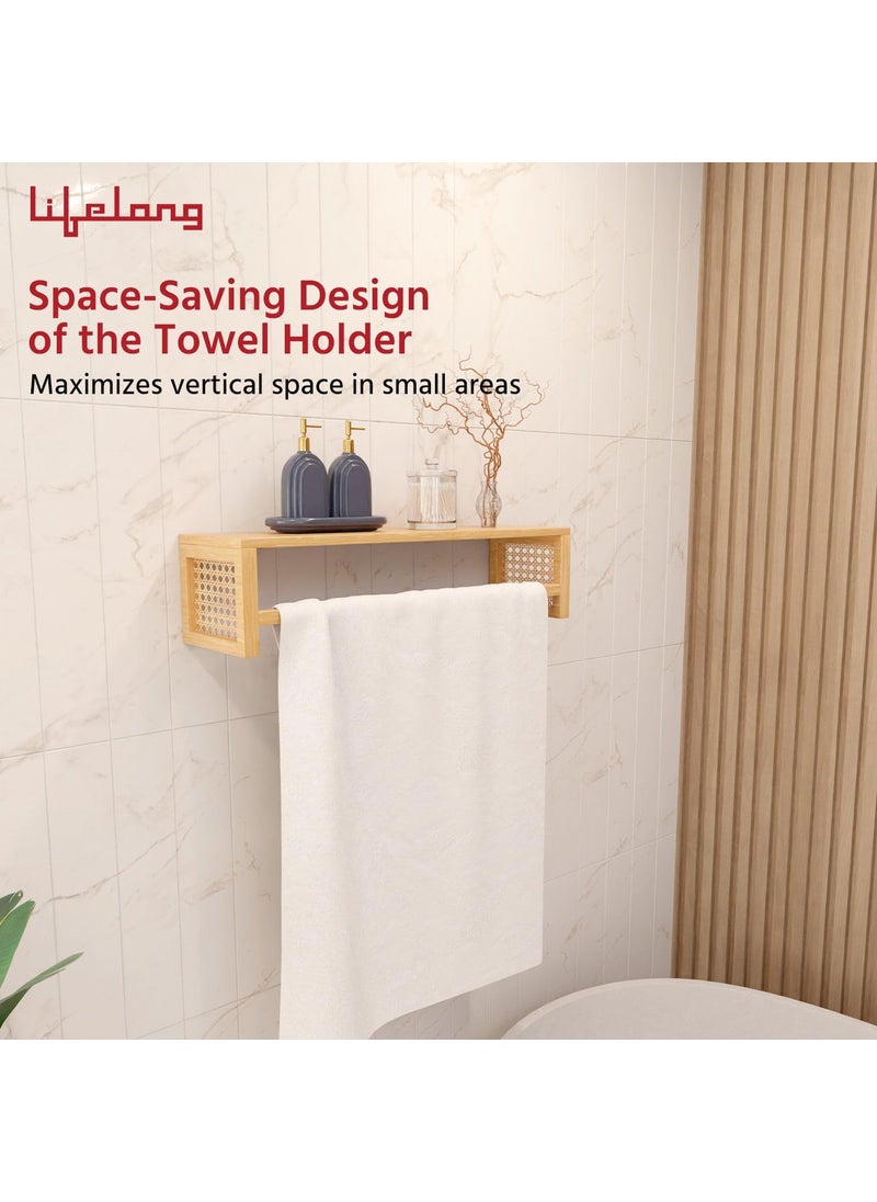 Lifelong Lifelong Towel Rack for Bathroom | Durable & Stylish Bamboo Rattan Bathroom Towel Holder & Hanger | Solid Organizer for Towels, Clothes | Space-Saving Towel Shelf (LLHIRTH01)  - Image 3