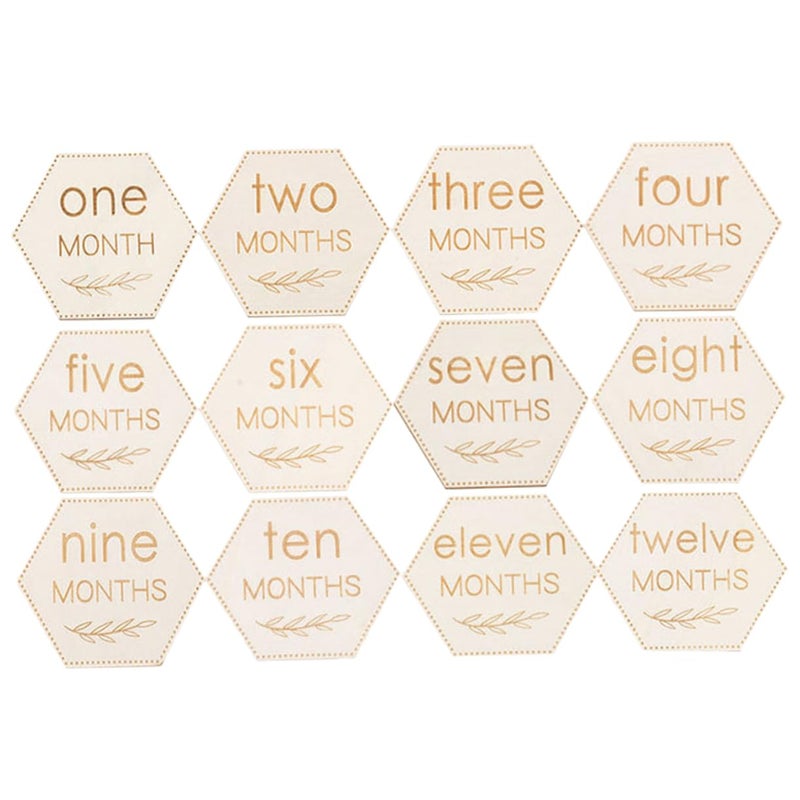 12Pcs Wooden Photo Props Monthly Baby Milestone Cards Smooth Finish Room Decor - Image 2