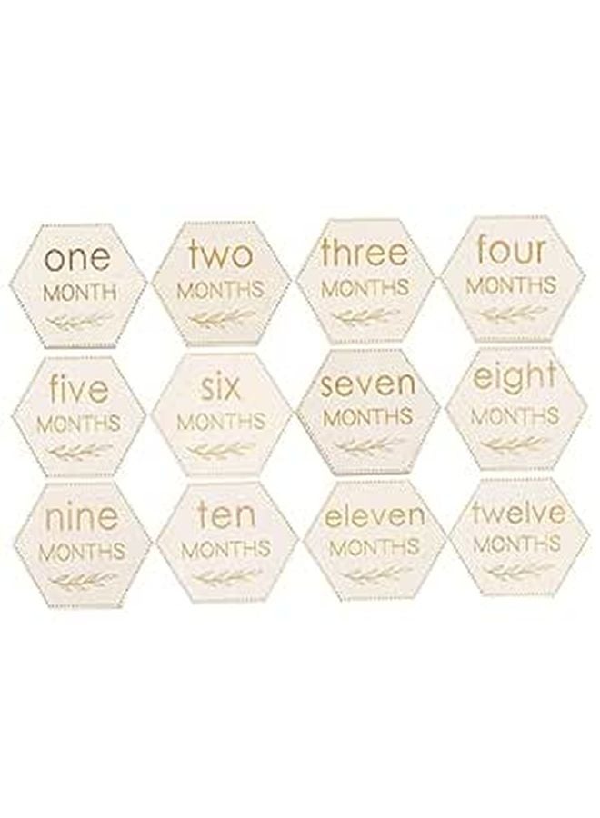 12Pcs Wooden Photo Props Monthly Baby Milestone Cards Smooth Finish Room Decor - Image 1