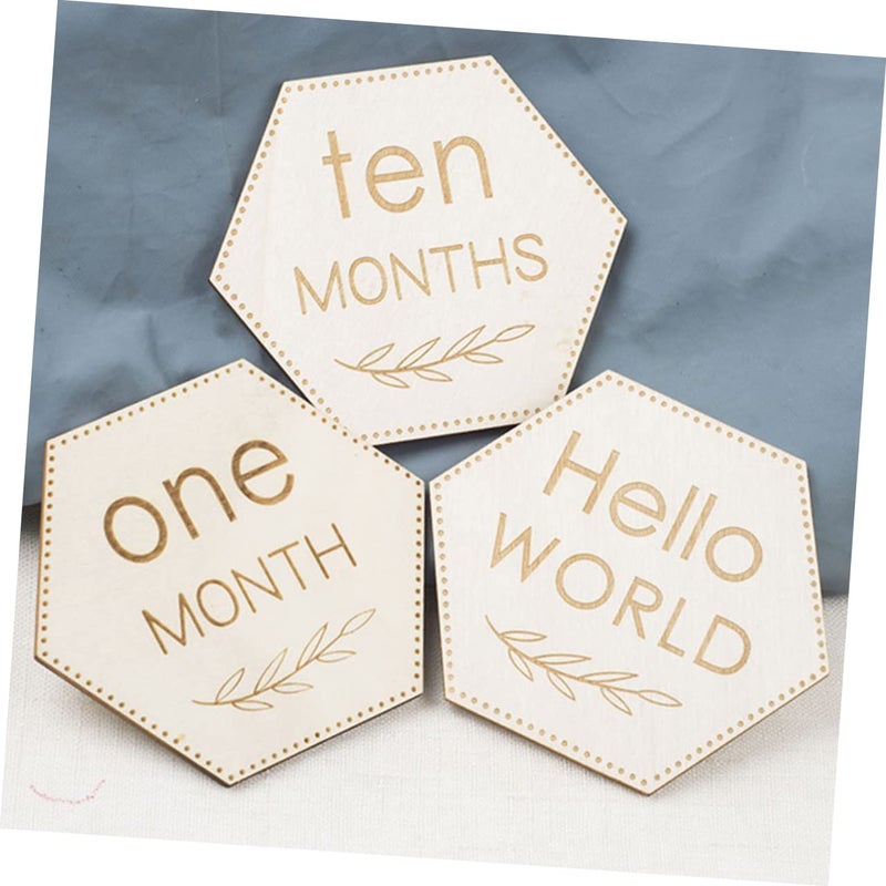 12Pcs Wooden Photo Props Monthly Baby Milestone Cards Smooth Finish Room Decor - Image 5