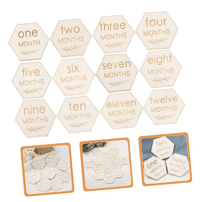 12Pcs Wooden Photo Props Monthly Baby Milestone Cards Smooth Finish Room Decor - Image 4
