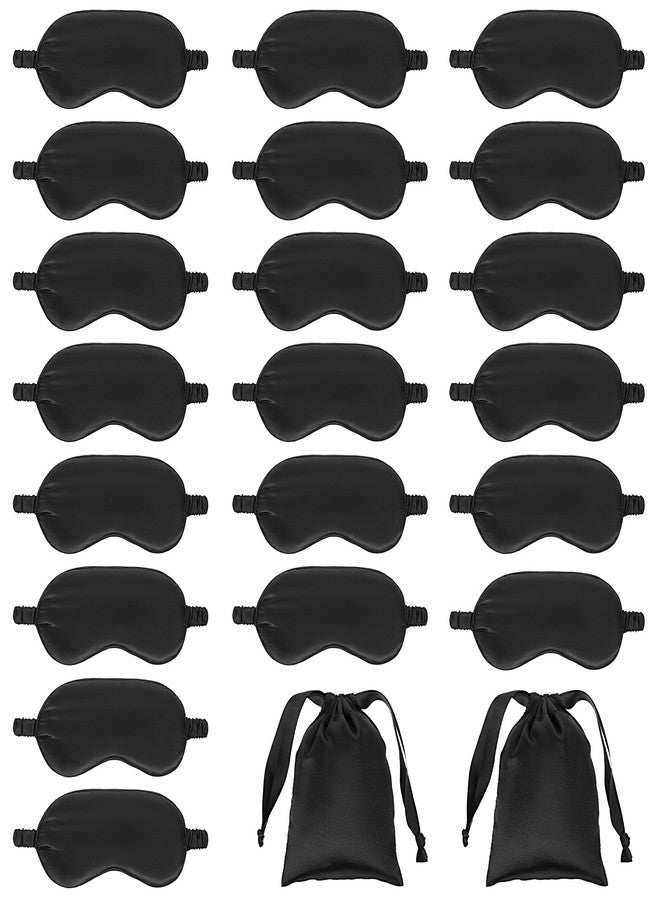 Lemecima 20 Pcs Silk Sleep Eye Mask for Sleeping Adjustable Elastic Strap Blackout Smooth Soft Eye Covers No Pressure Sleep Mask for Women and Men Comfortable Blindfolds(Black) - Image 1