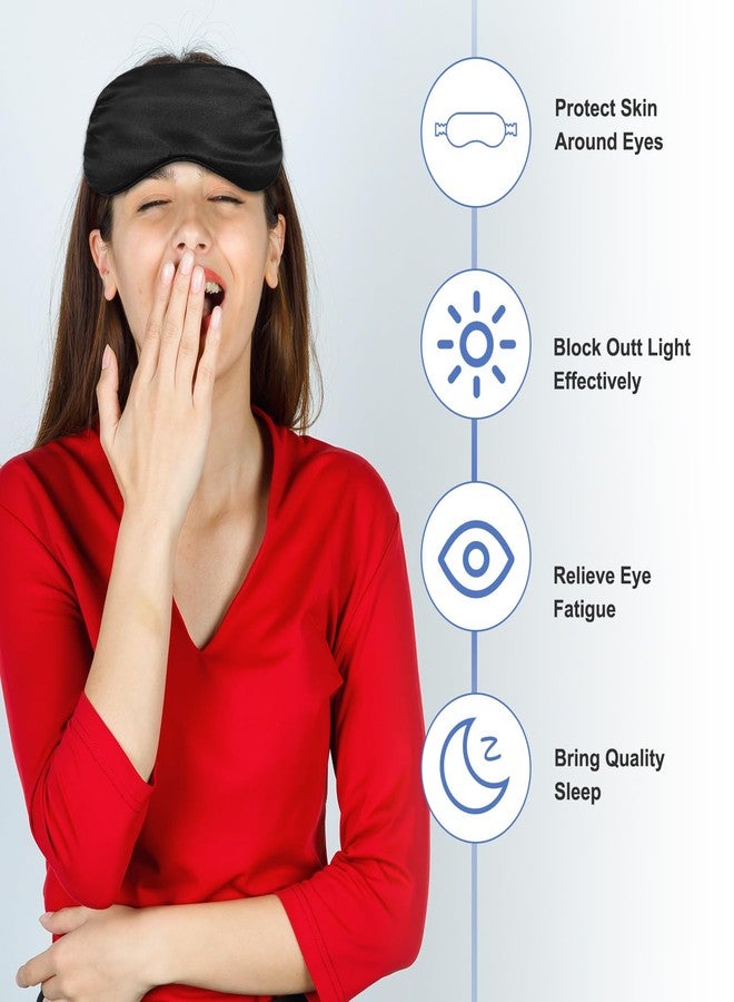 Lemecima 20 Pcs Silk Sleep Eye Mask for Sleeping Adjustable Elastic Strap Blackout Smooth Soft Eye Covers No Pressure Sleep Mask for Women and Men Comfortable Blindfolds(Black) - Image 3