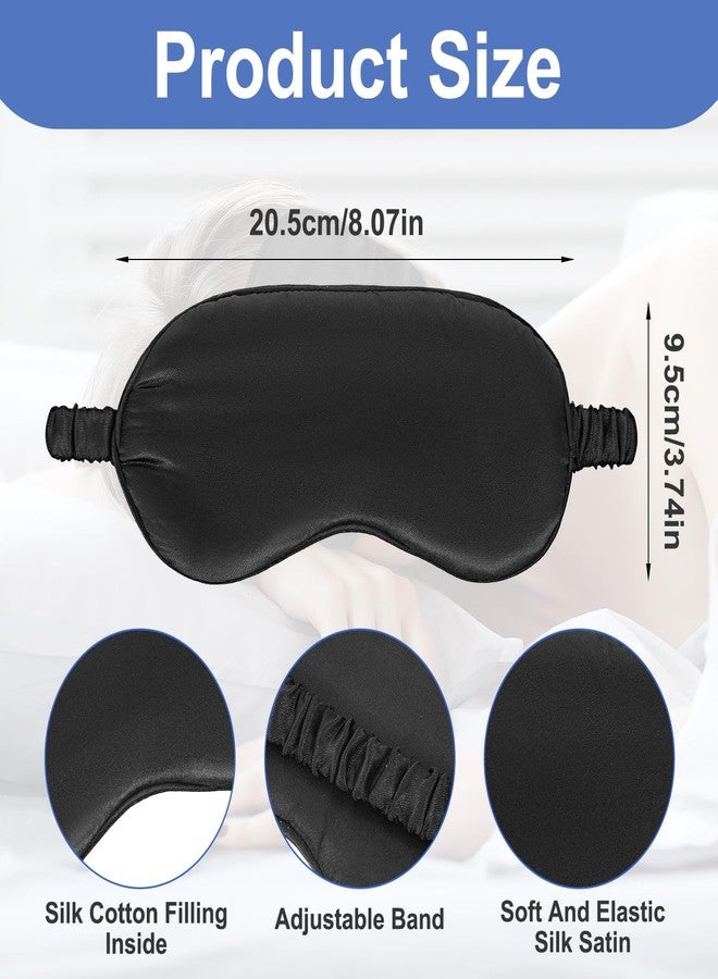 Lemecima 20 Pcs Silk Sleep Eye Mask for Sleeping Adjustable Elastic Strap Blackout Smooth Soft Eye Covers No Pressure Sleep Mask for Women and Men Comfortable Blindfolds(Black) - Image 2