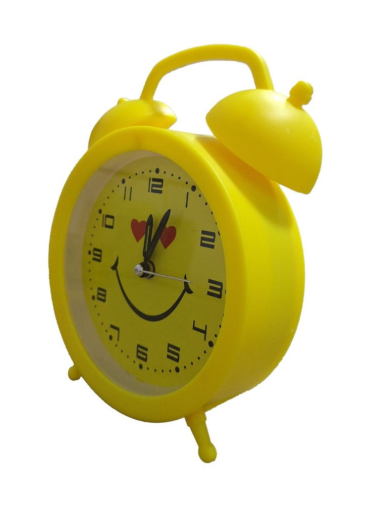 Generic Charming mini cartoon alarm clock cute office decor special gift bedroom decor creative classic design cheerful yellow color with smile face background drawing  - Image 2