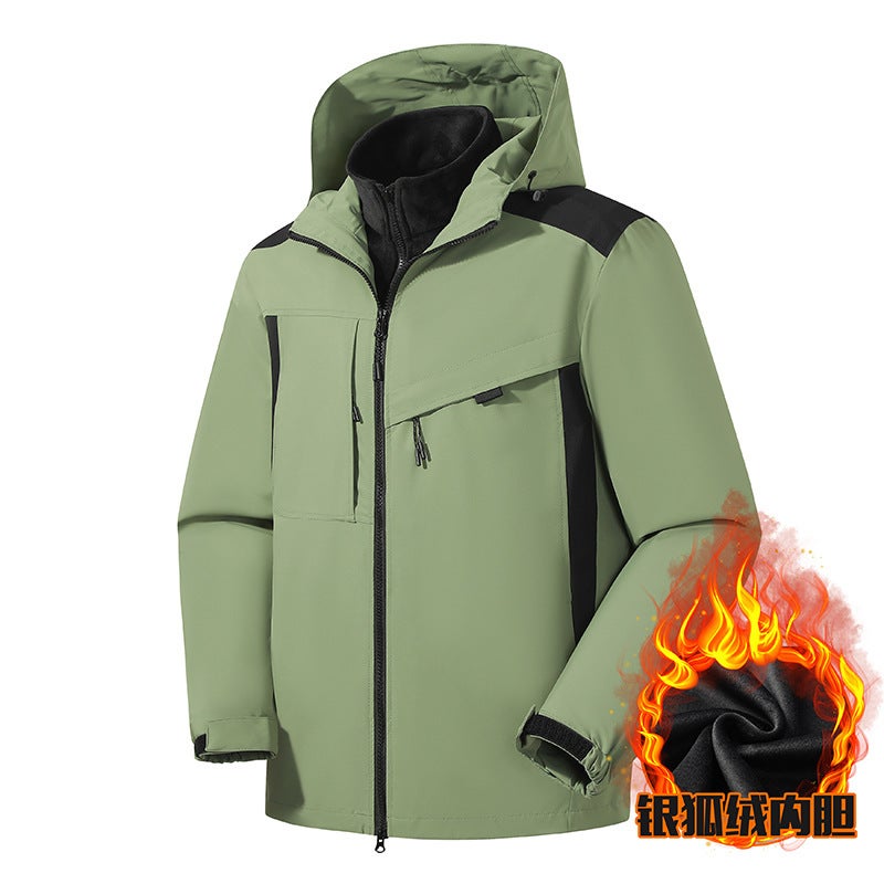 Men'S And Women'S Three-In-One Outdoor Mountaineering Suit With Detachable Liner Silver Fox Velvet Jacket For Men - Image 5