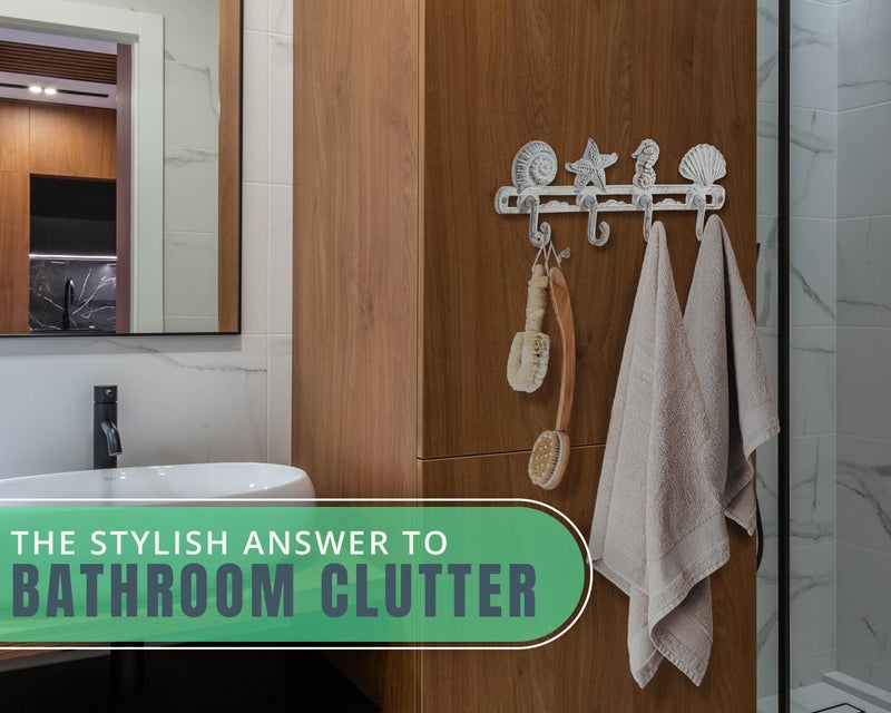 كومفيفي Comfify Vintage صدف معطف هوك شماعات حائط ريفية من الحديد الزهر مع 4 خطافات زخرفية - تتضمن براغي ومراسي - باللون الأبيض العتيق - ديكور منزل الشاطئ - أبيض عتيق - Image 3