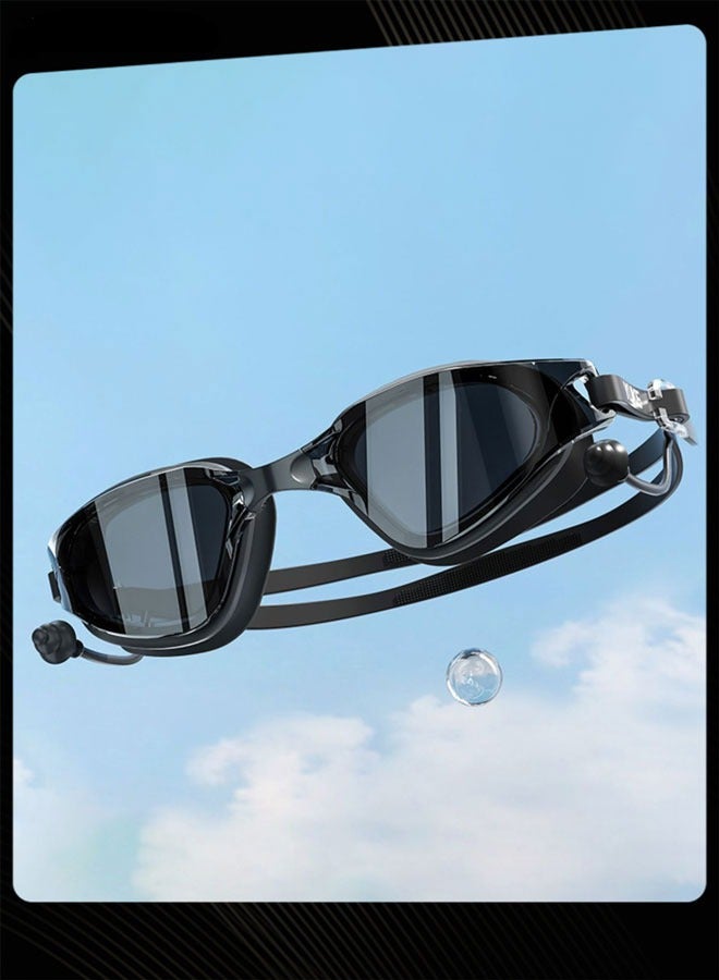 YUKE High Clarity Waterproof Anti Fog Wide Frame Swim Goggles with Adjustable Strap and Integrated Earplugs for Women Men Swimming - Image 2