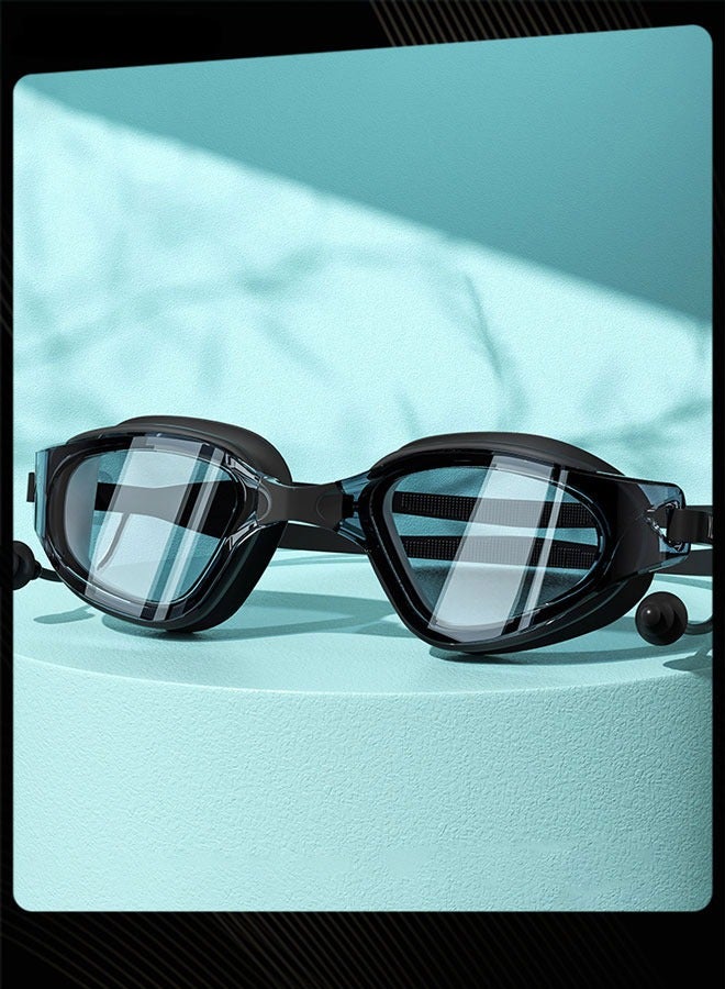 YUKE High Clarity Waterproof Anti Fog Wide Frame Swim Goggles with Adjustable Strap and Integrated Earplugs for Women Men Swimming - Image 1