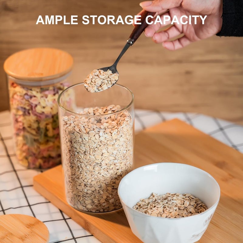 YUNCANG Glass Food Storage Jars 50oz [Set of 6],Clear Glass Food Storage Containers with Airtight Bamboo Lid Stackable Kitchen Canisters for Candy,Cookie,Rice,Sugar,Flour,Pasta - Image 4
